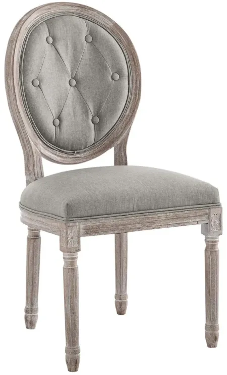 Arise Vintage French Upholstered Fabric Dining Side Chair in Light Grey