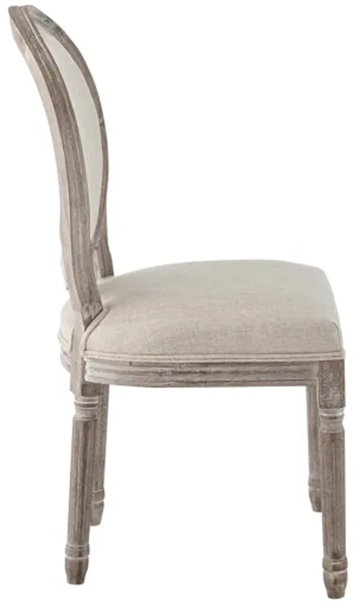 Emanate Vintage French Upholstered Fabric Dining Side Chair in Beige