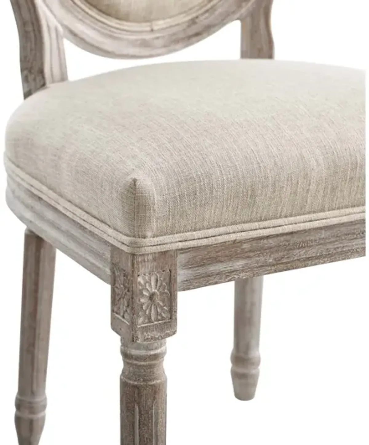 Emanate Vintage French Upholstered Fabric Dining Side Chair in Beige