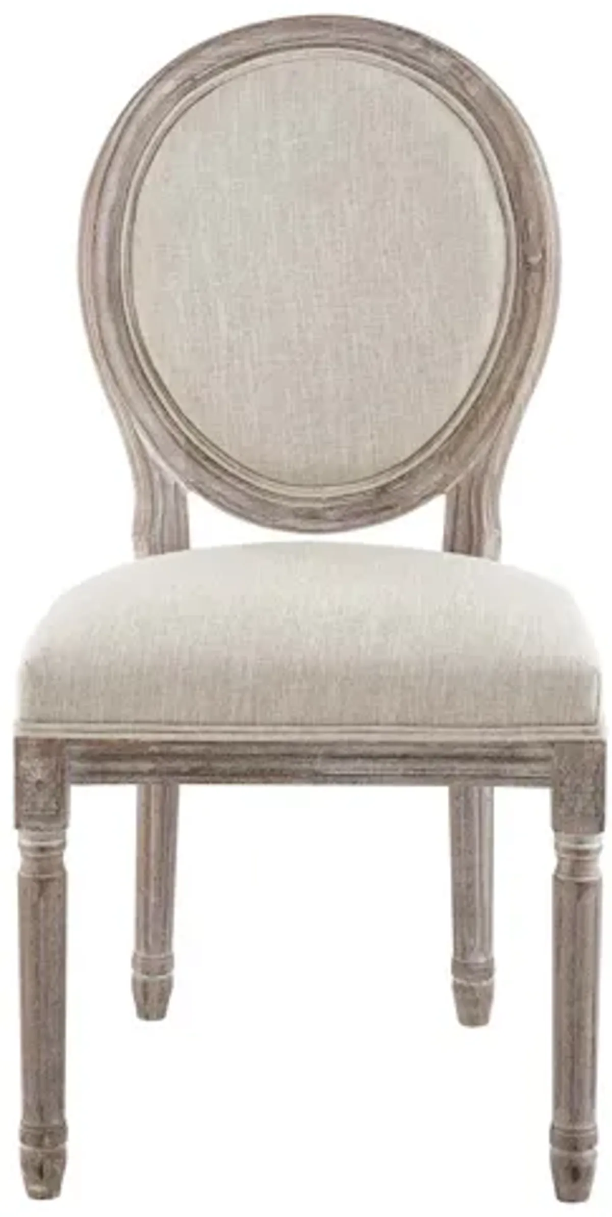 Emanate Vintage French Upholstered Fabric Dining Side Chair in Beige