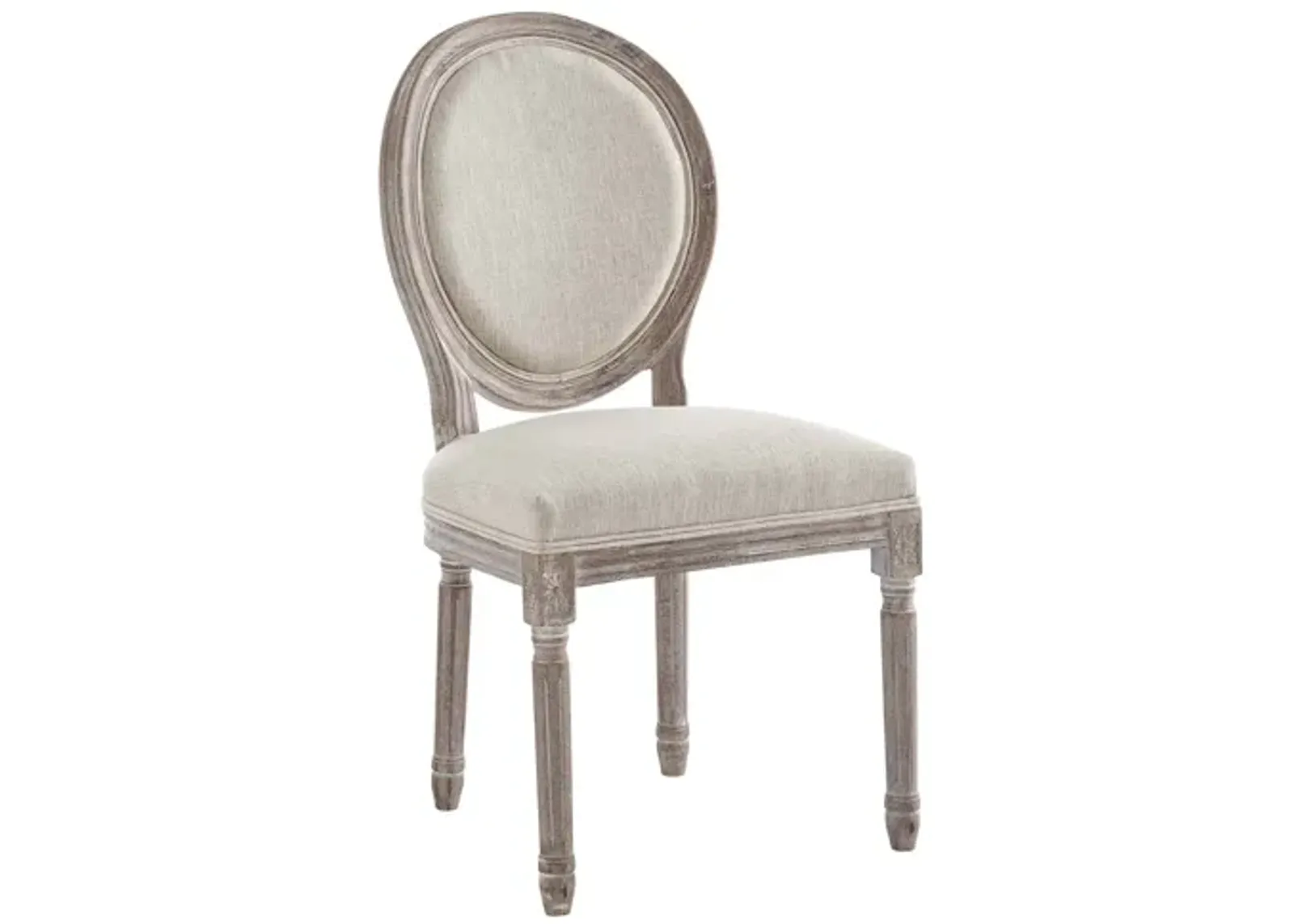 Emanate Vintage French Upholstered Fabric Dining Side Chair in Beige