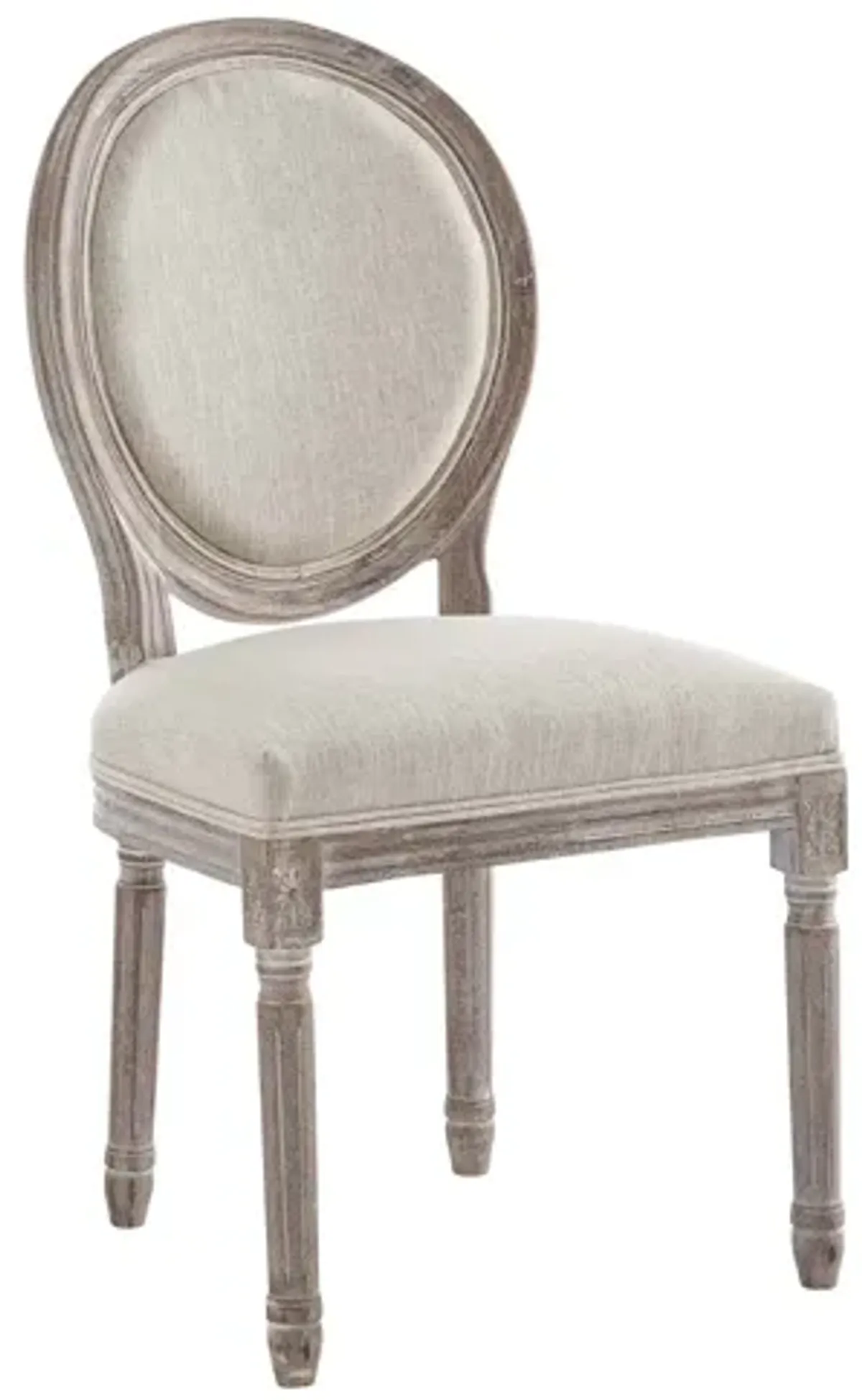 Emanate Vintage French Upholstered Fabric Dining Side Chair in Beige