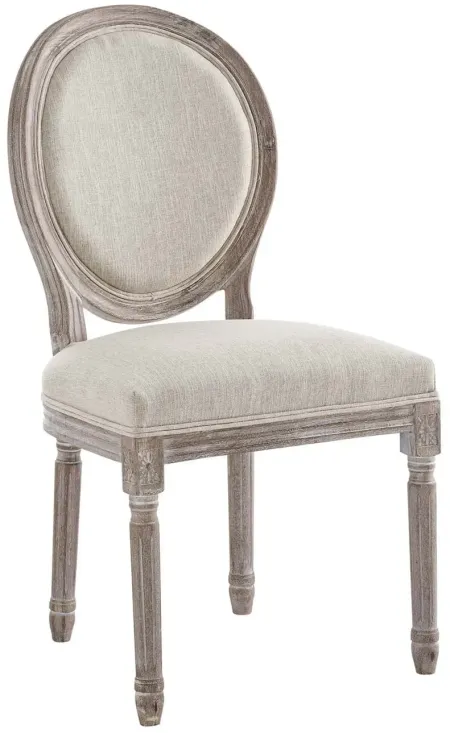 Emanate Vintage French Upholstered Fabric Dining Side Chair in Beige
