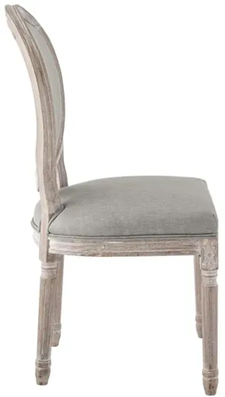 Emanate Vintage French Upholstered Fabric Dining Side Chair in Grey