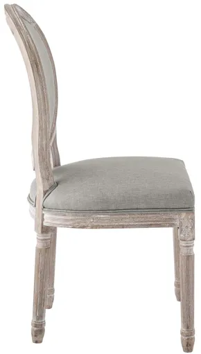 Emanate Vintage French Upholstered Fabric Dining Side Chair in Grey