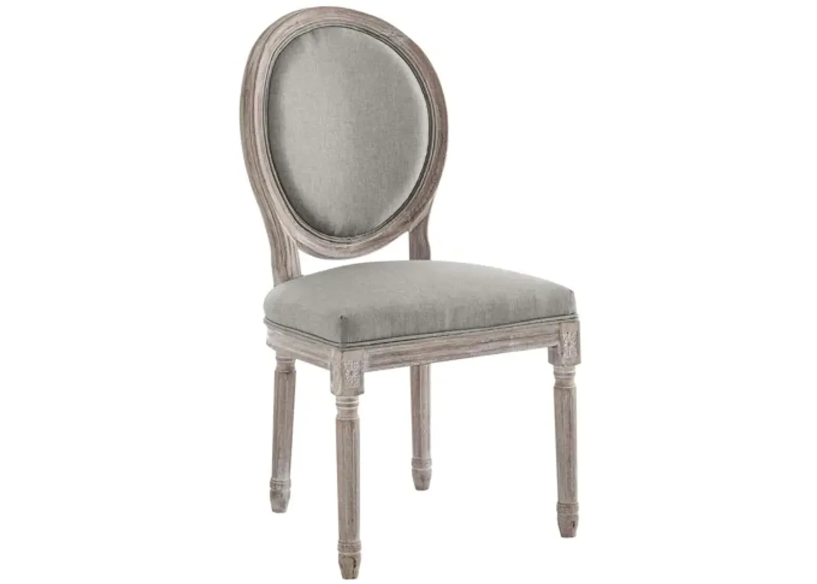 Emanate Vintage French Upholstered Fabric Dining Side Chair in Grey