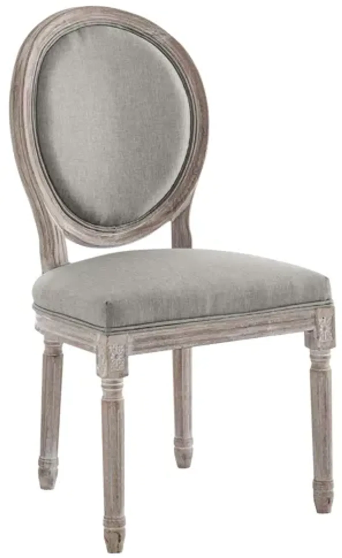 Emanate Vintage French Upholstered Fabric Dining Side Chair in Grey