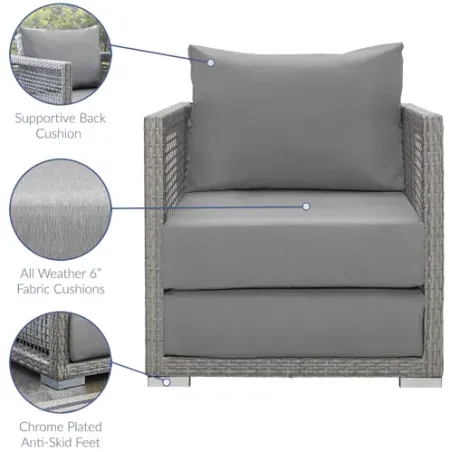 Aura Rattan Outdoor Patio Armchair in Grey