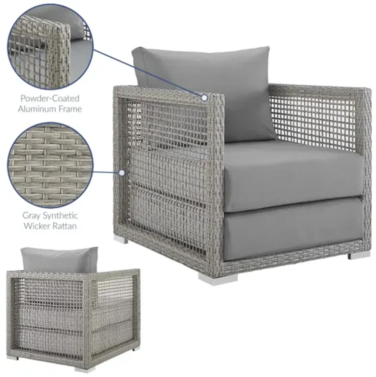 Aura Rattan Outdoor Patio Armchair in Grey