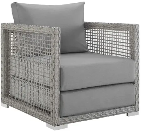 Aura Rattan Outdoor Patio Armchair in Grey