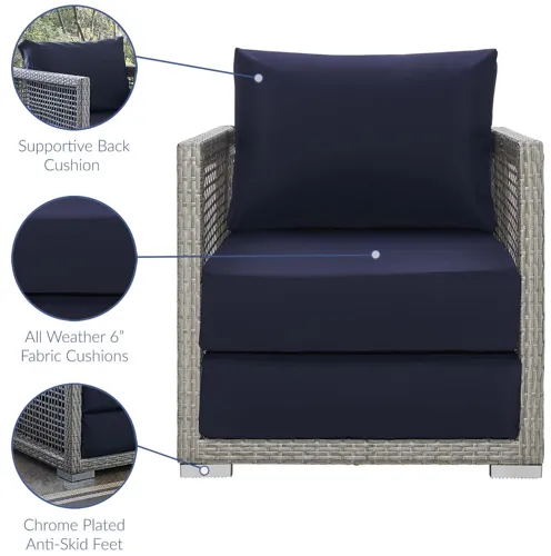 Aura Rattan Outdoor Patio Armchair in Navy