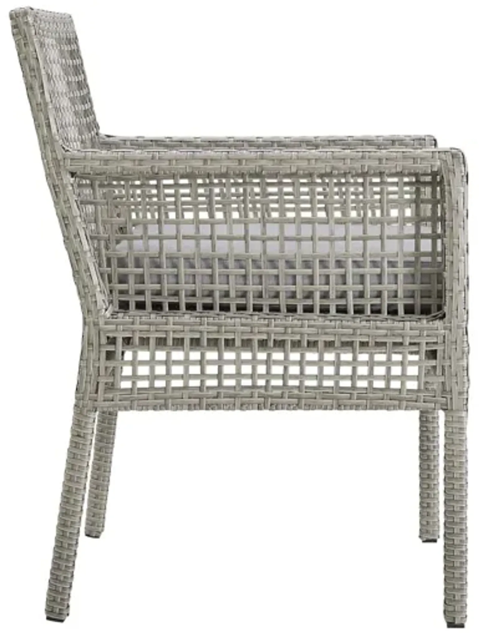 Aura Outdoor Patio Wicker Rattan Dining Armchair in Grey