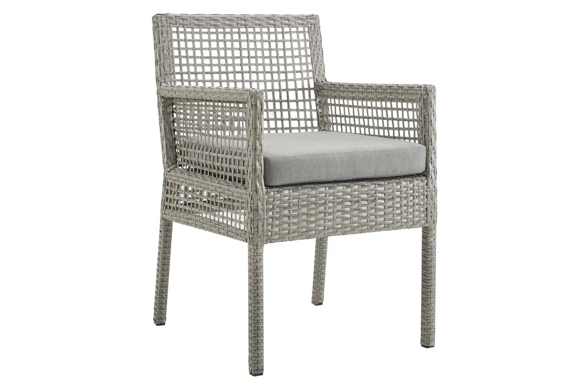 Aura Outdoor Patio Wicker Rattan Dining Armchair in Grey