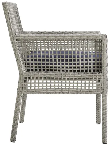 Aura Outdoor Patio Wicker Rattan Dining Armchair in Navy