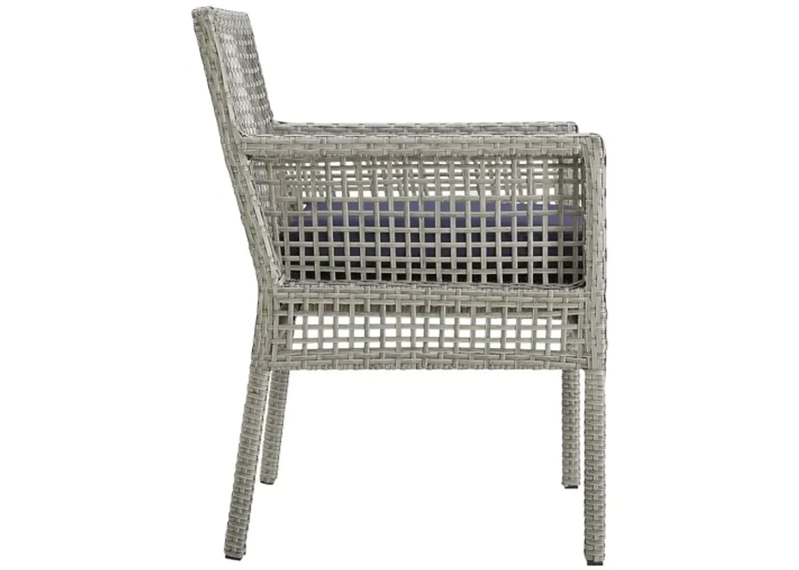 Aura Outdoor Patio Wicker Rattan Dining Armchair in Navy