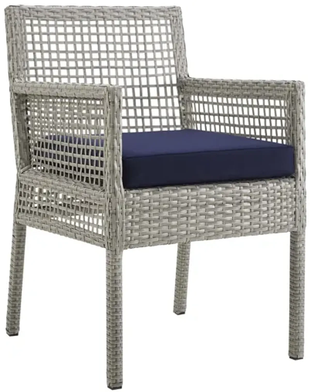 Aura Outdoor Patio Wicker Rattan Dining Armchair in Navy