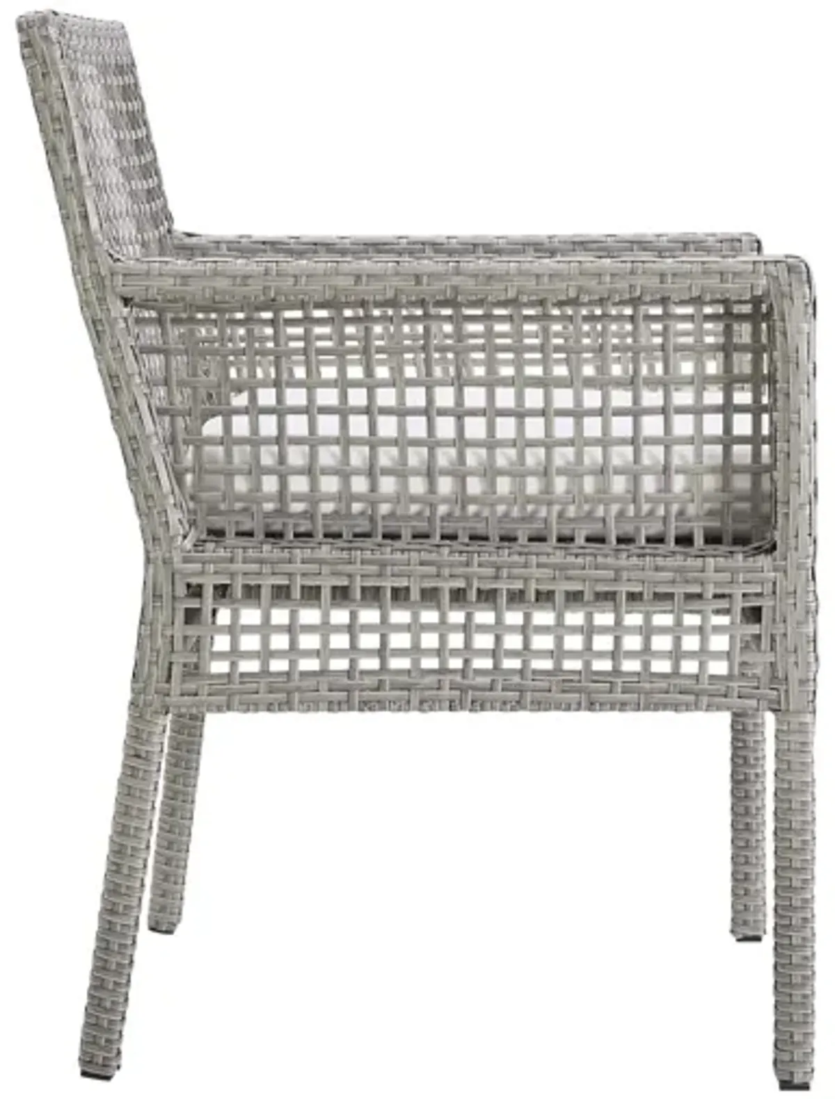 Aura Outdoor Patio Wicker Rattan Dining Armchair in White