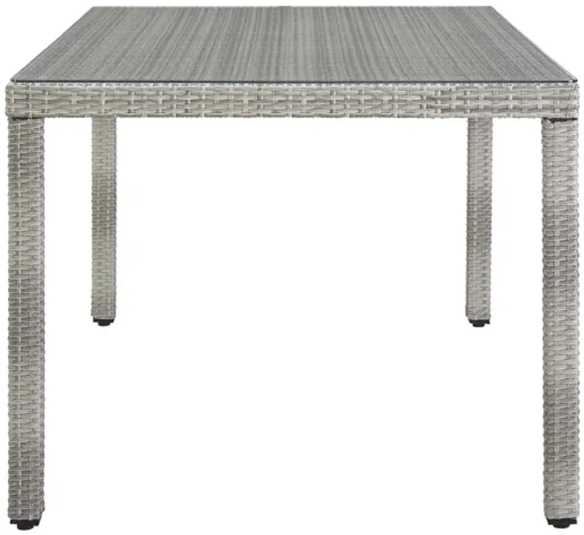 Aura 68" Outdoor Patio Wicker Rattan Dining Table in Gray