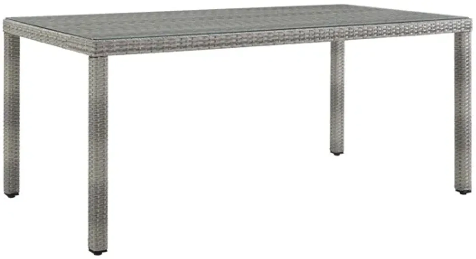 Aura 68" Outdoor Patio Wicker Rattan Dining Table in Gray