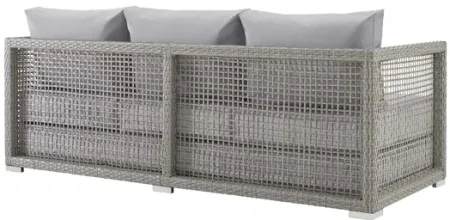 Aura Outdoor Patio Wicker Rattan Sofa in Grey