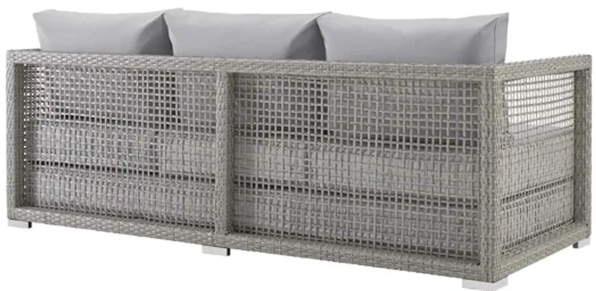 Aura Outdoor Patio Wicker Rattan Sofa in Grey