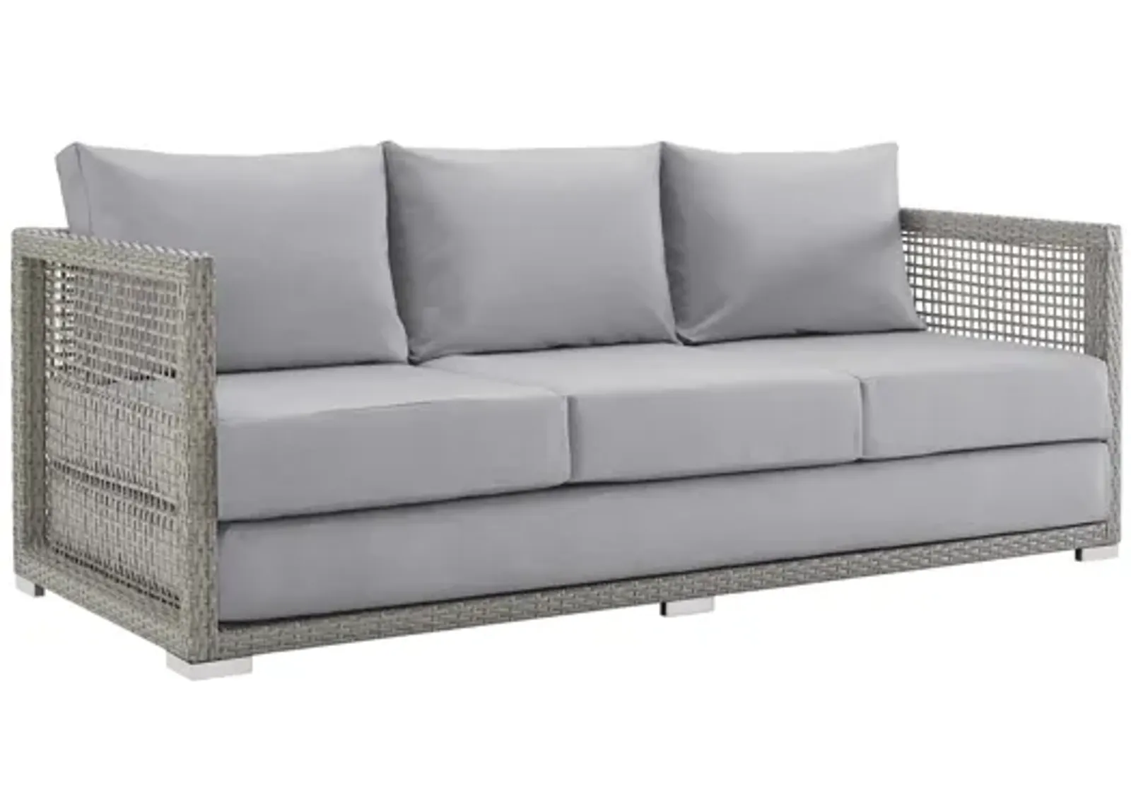 Aura Outdoor Patio Wicker Rattan Sofa in Grey