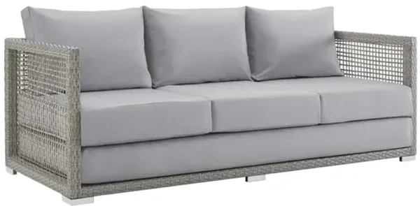 Aura Outdoor Patio Wicker Rattan Sofa in Grey