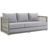 Aura Outdoor Patio Wicker Rattan Sofa in Grey