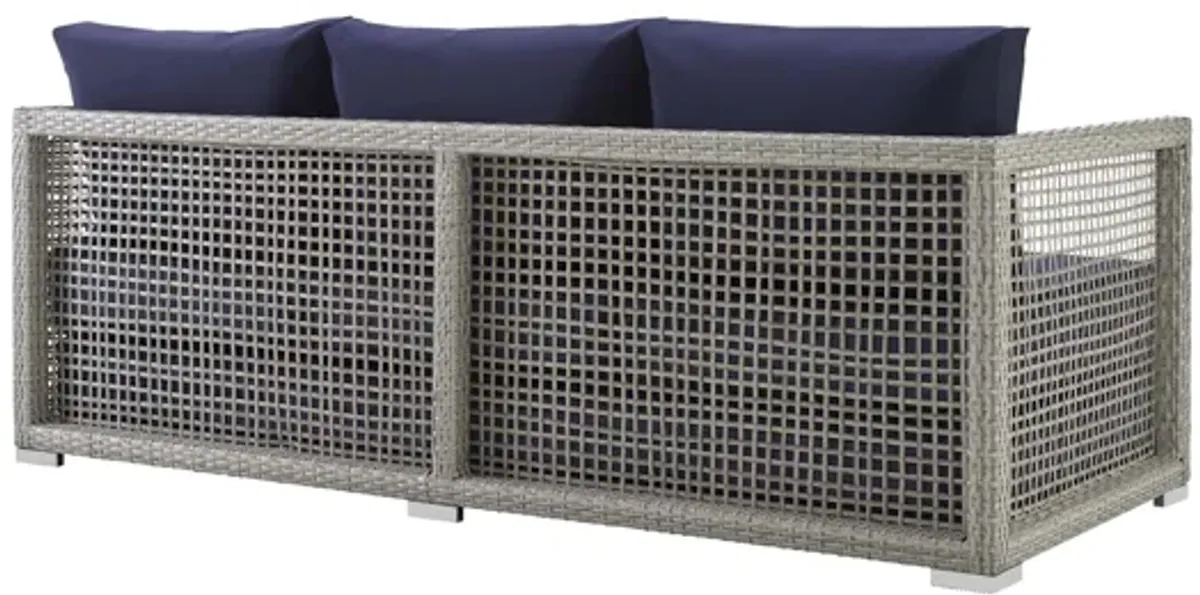 Aura Outdoor Patio Wicker Rattan Sofa in Navy