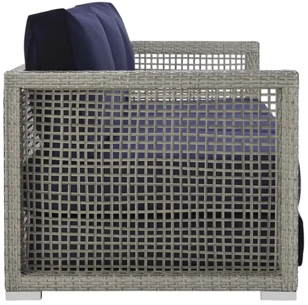 Aura Outdoor Patio Wicker Rattan Sofa in Navy