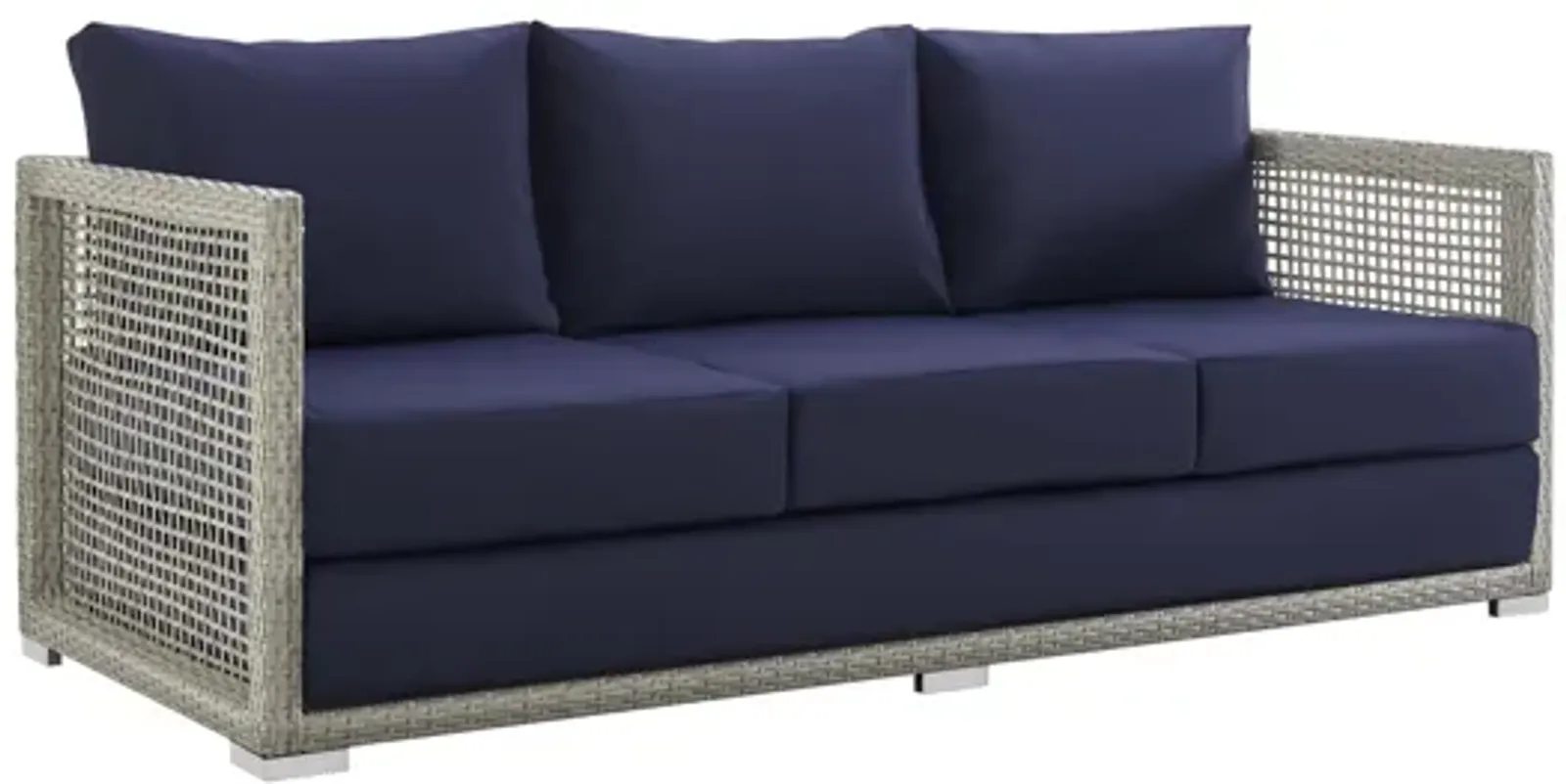 Aura Outdoor Patio Wicker Rattan Sofa in Navy