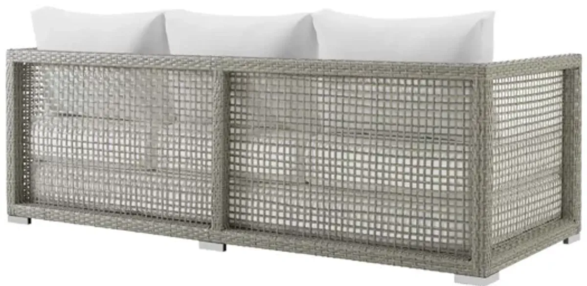 Aura Outdoor Patio Wicker Rattan Sofa in White