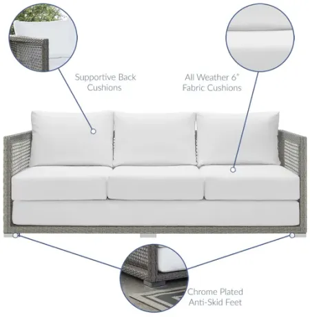 Aura Outdoor Patio Wicker Rattan Sofa in White