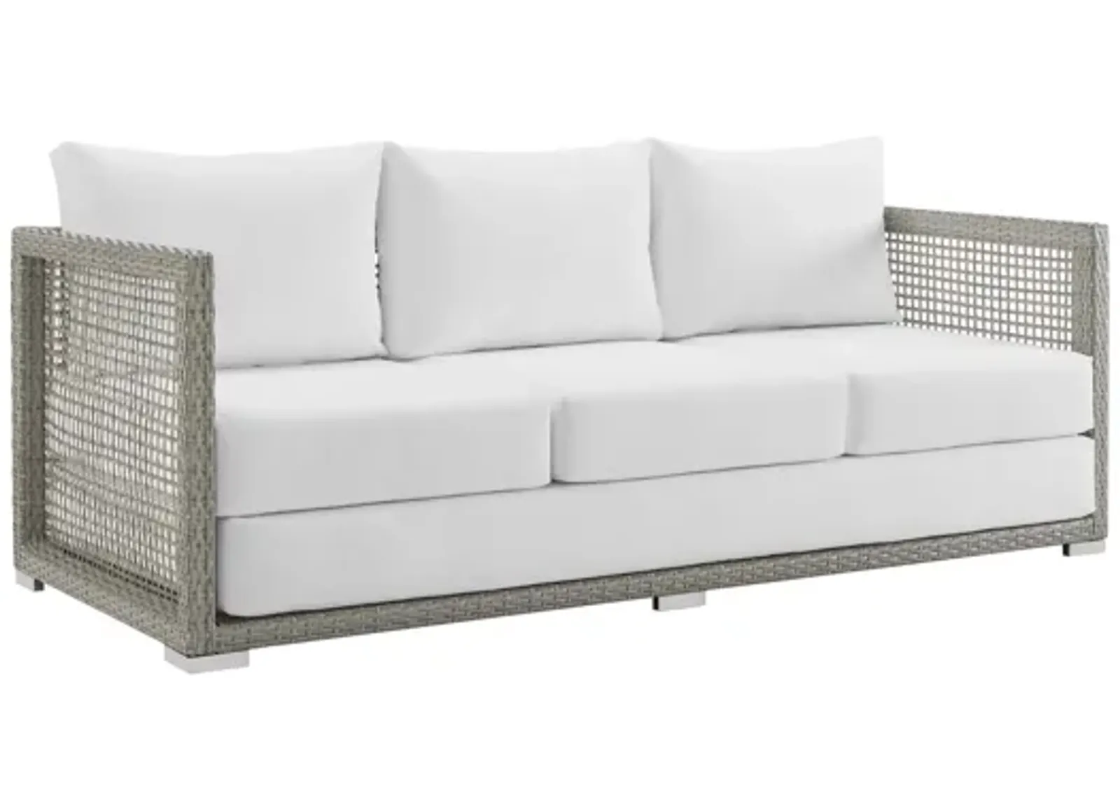 Aura Outdoor Patio Wicker Rattan Sofa in White