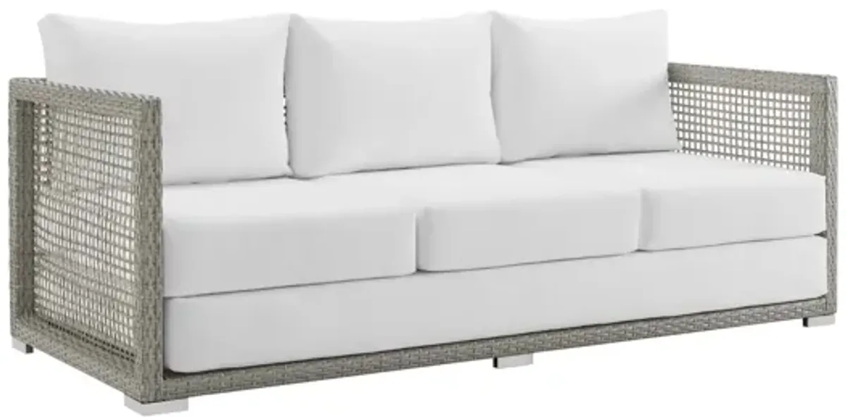 Aura Outdoor Patio Wicker Rattan Sofa in White