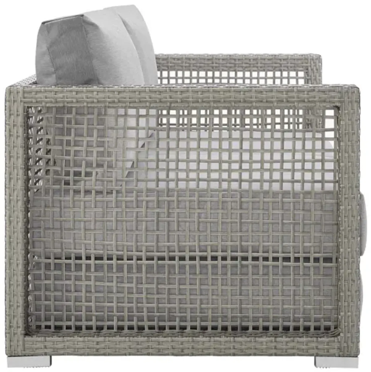 Aura Outdoor Patio Wicker Rattan Loveseat in Grey