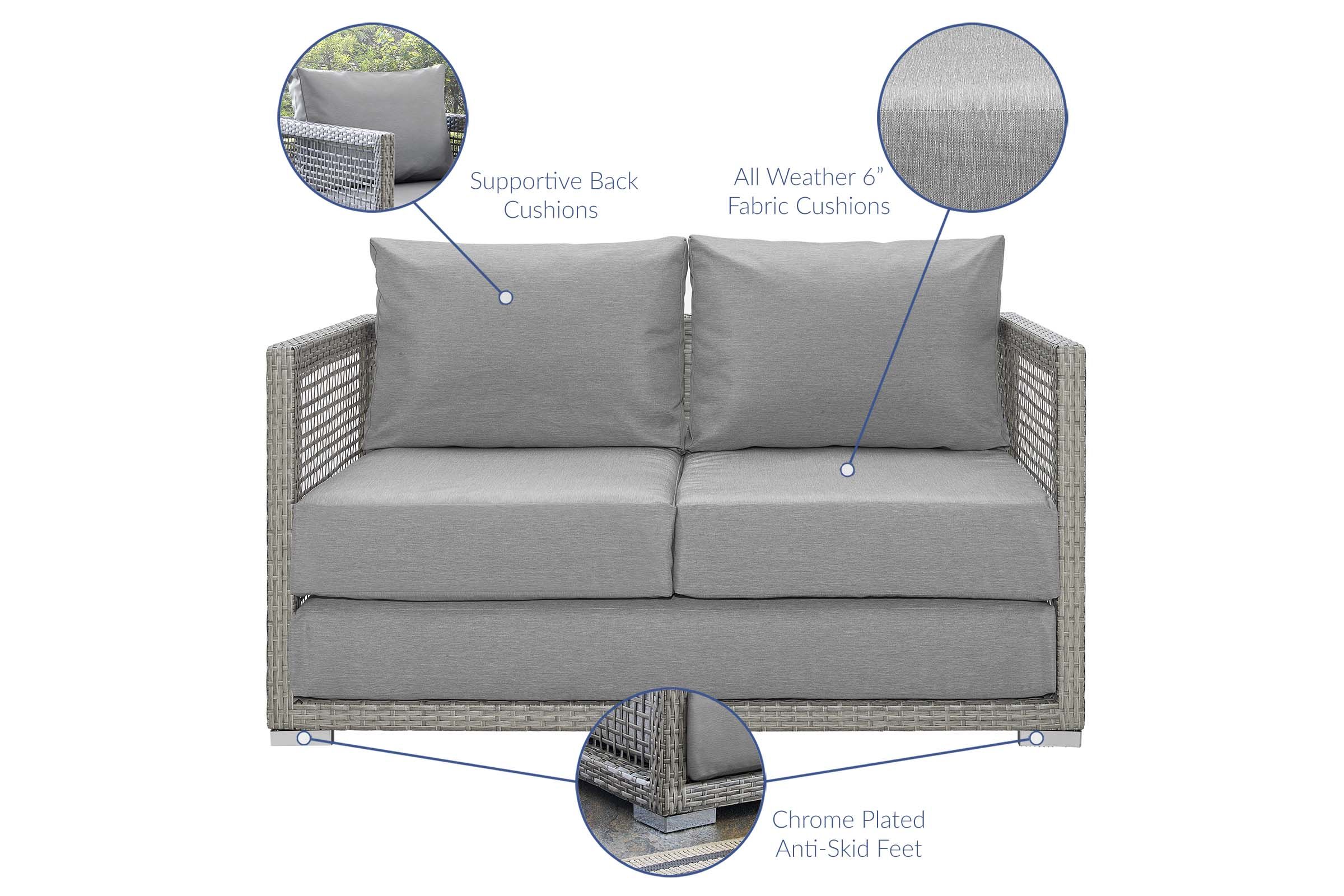 Aura Outdoor Patio Wicker Rattan Loveseat in Grey