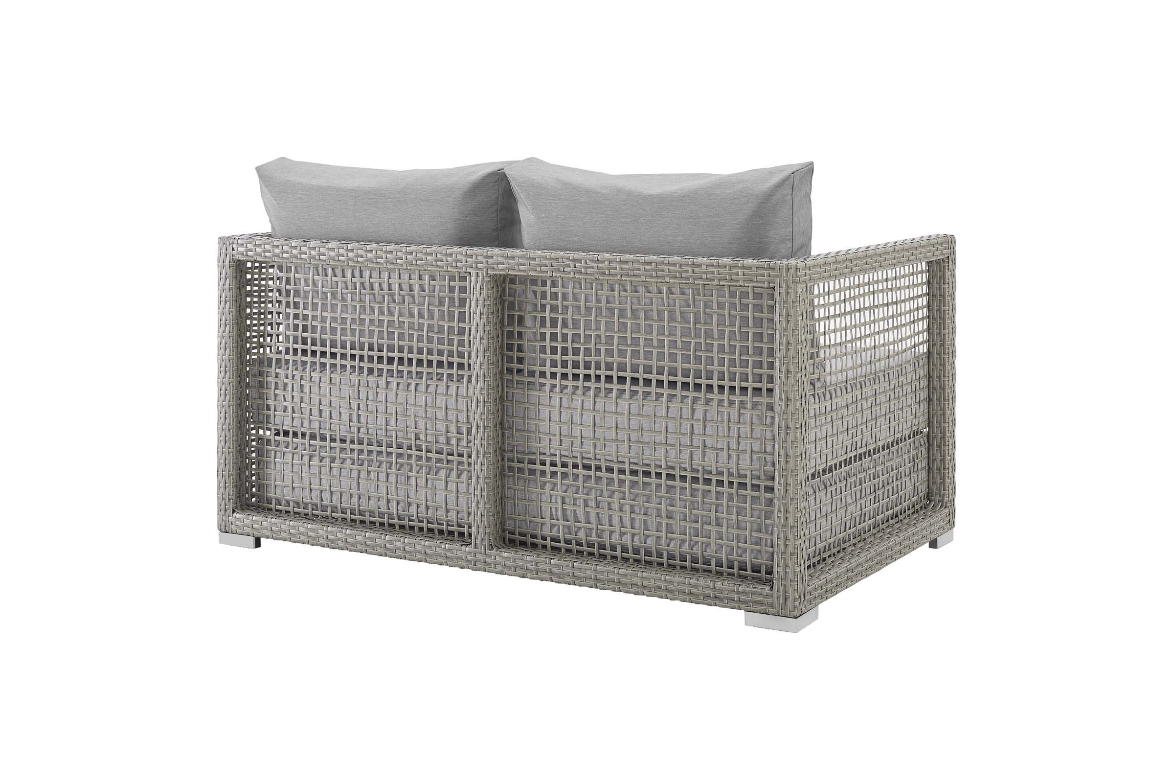 Aura Outdoor Patio Wicker Rattan Loveseat in Grey