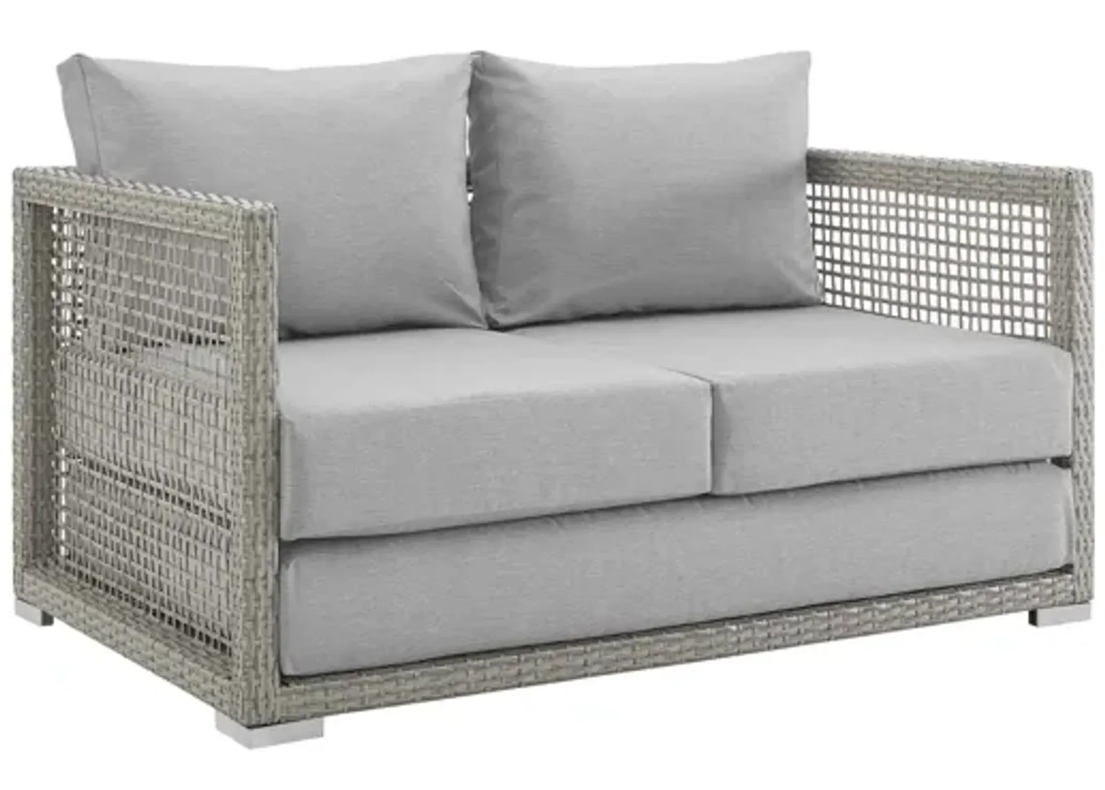 Aura Outdoor Patio Wicker Rattan Loveseat in Grey