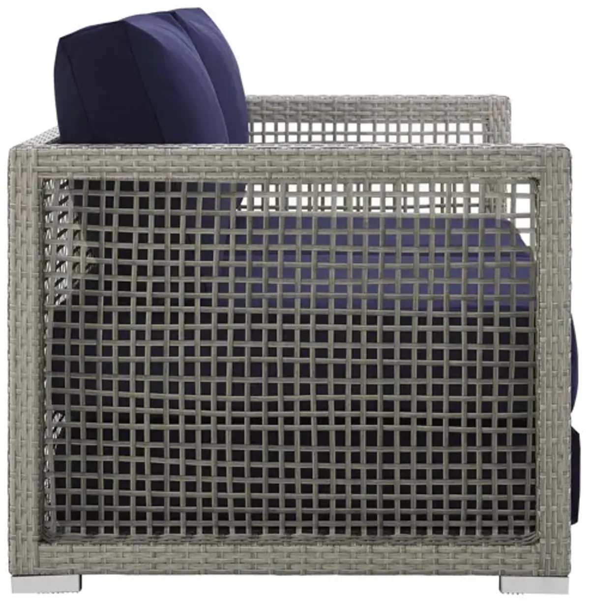 Aura Outdoor Patio Wicker Rattan Loveseat in Navy