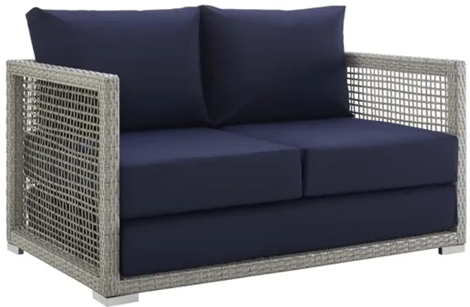 Aura Outdoor Patio Wicker Rattan Loveseat in Navy