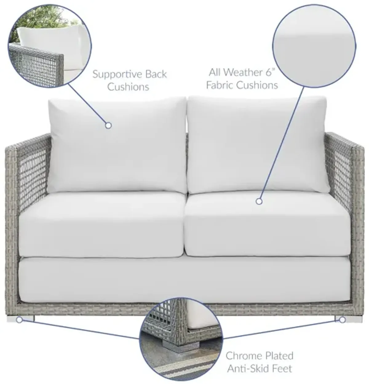 Aura Outdoor Patio Wicker Rattan Loveseat in White