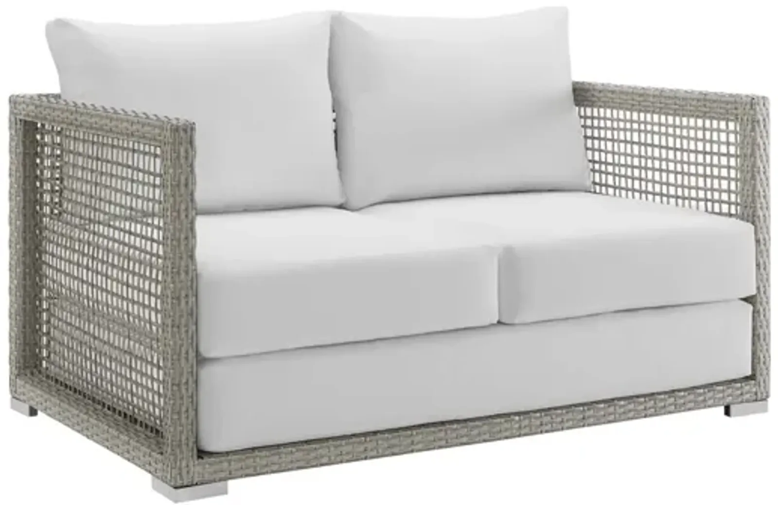 Aura Outdoor Patio Wicker Rattan Loveseat in White