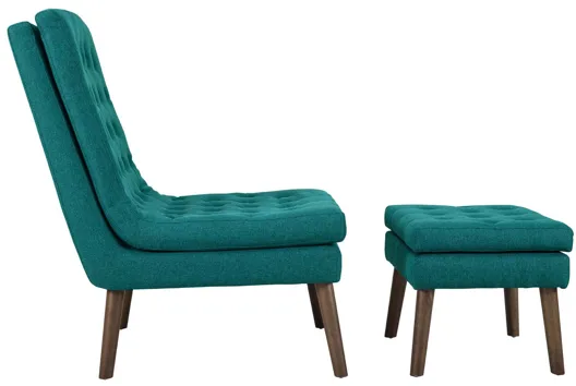 Modify Upholstered Lounge Chair and Ottoman in Teal