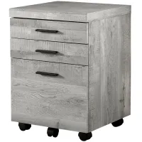 Filing Cabinet - 3 Drawer / Grey Reclaimed Wood / Castors