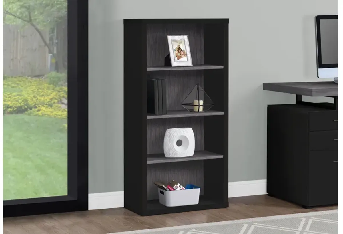 Bookcase - 48"H / Black / Grey With Adjustable Shelves