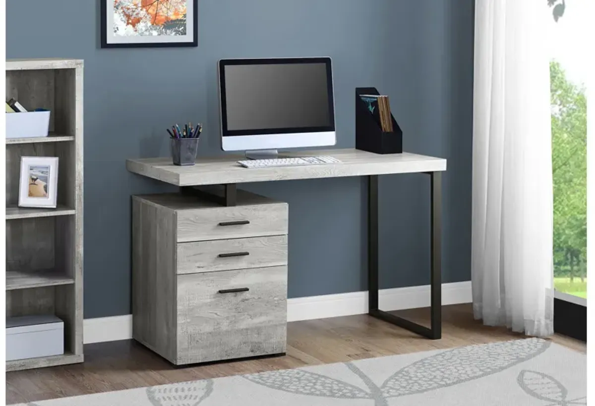 Barron Grey/Black 48" Reclaimed Wood Computer Desk