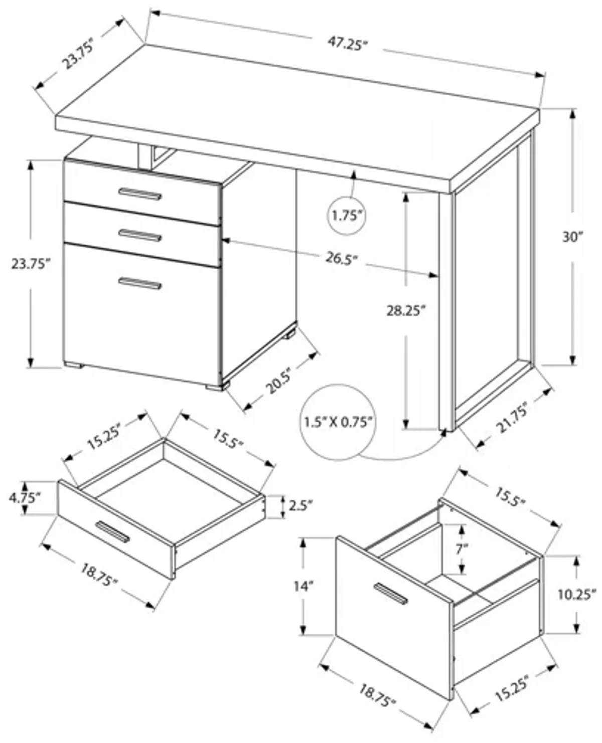 Barron Grey/Black 48" Reclaimed Wood Computer Desk