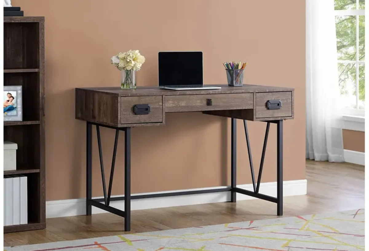 Brown Industrial 48" Reclaimed Wood Computer Desk