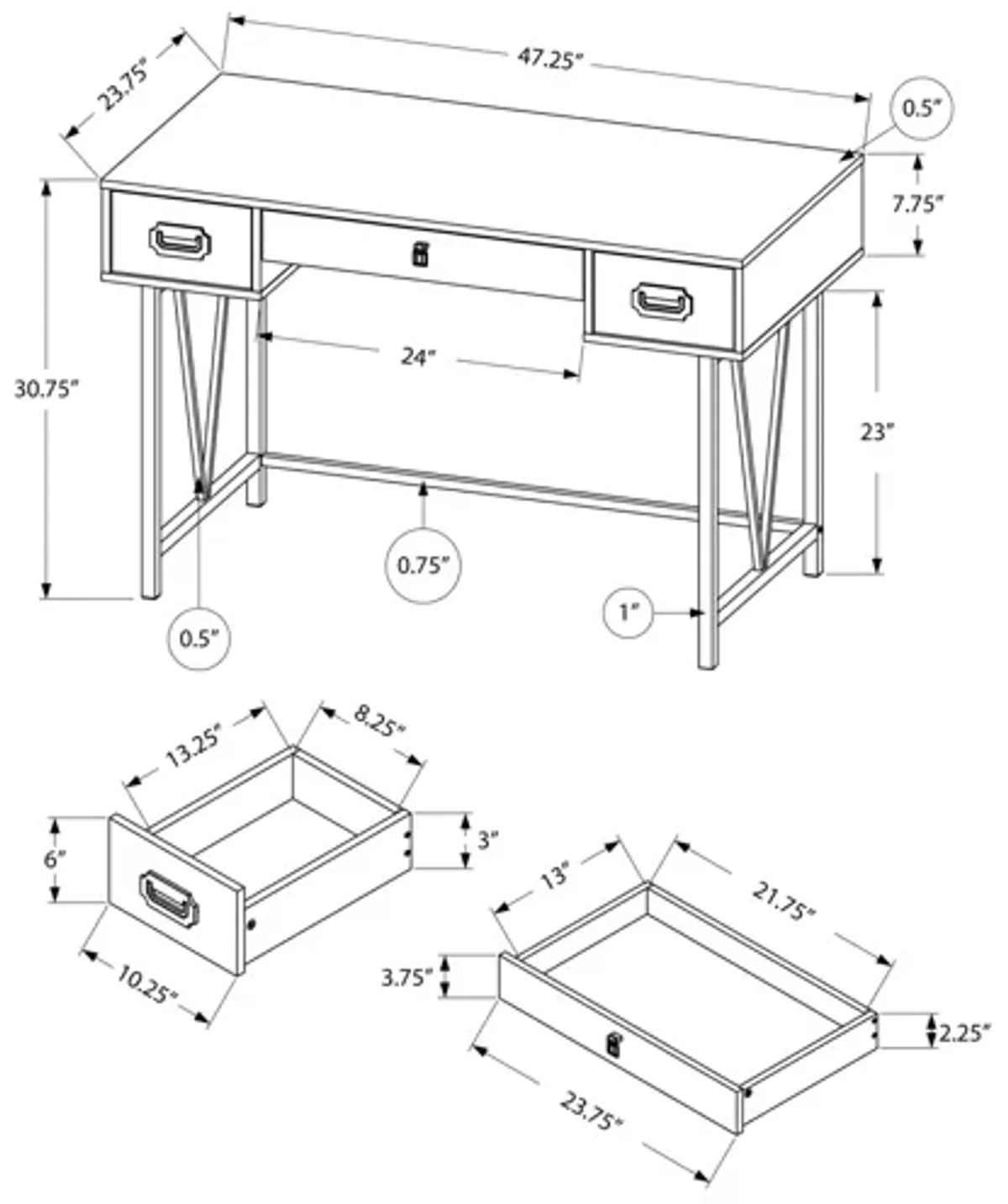 Brown Industrial 48" Reclaimed Wood Computer Desk